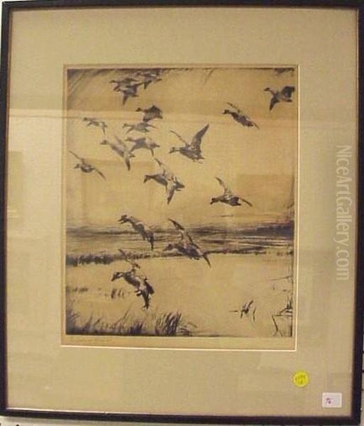 Ducks In Flight Oil Painting by Frank Weston Benson