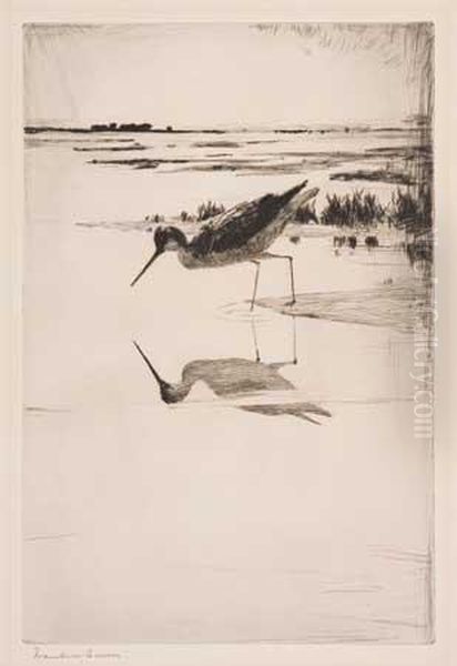 Lone Yellowlegs Oil Painting by Frank Weston Benson