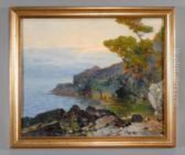 Marina Oil Painting by Cesare Bentivoglio