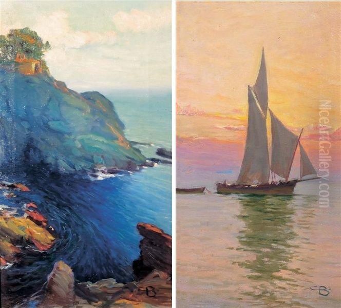 Tartana Genovese E Nervi Oil Painting by Cesare Bentivoglio