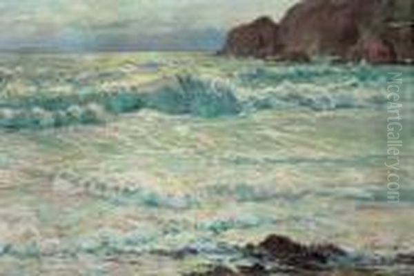 Marina Oil Painting by Cesare Bentivoglio