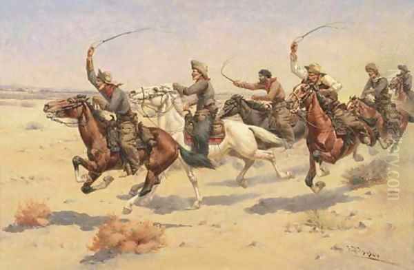 After the Drive Oil Painting by Herman Wendleborg Hansen