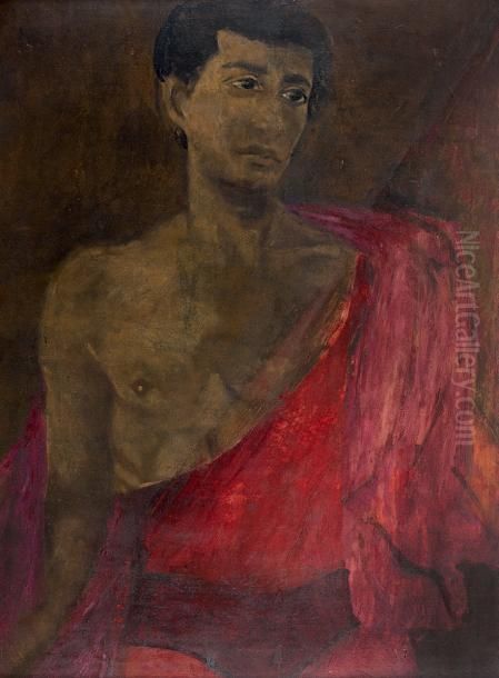 Homme Au Drape Rouge Oil Painting by Christian Berard