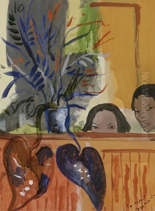 A Gouache Interior Scene Oil Painting by Christian Berard