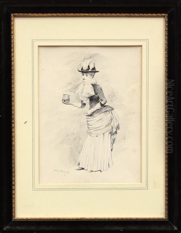 ''elegante Au Des
Gants'' Oil Painting by Jean-Georges Beraud