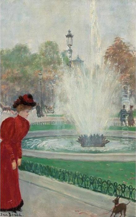 Parisienne Au Rond-point Des Champs-elysees Oil Painting by Jean-Georges Beraud