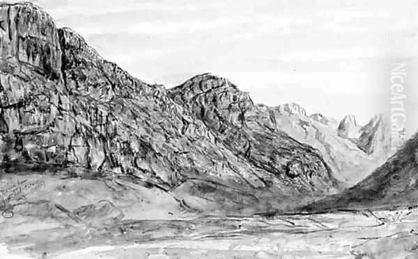 A rocky valley with a stream near Oisans Oil Painting by Paul Huet