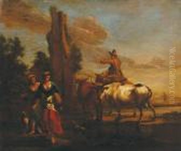 Paesaggio
Con Ruderi E Contadini Oil Painting by Nicolaes Berchem