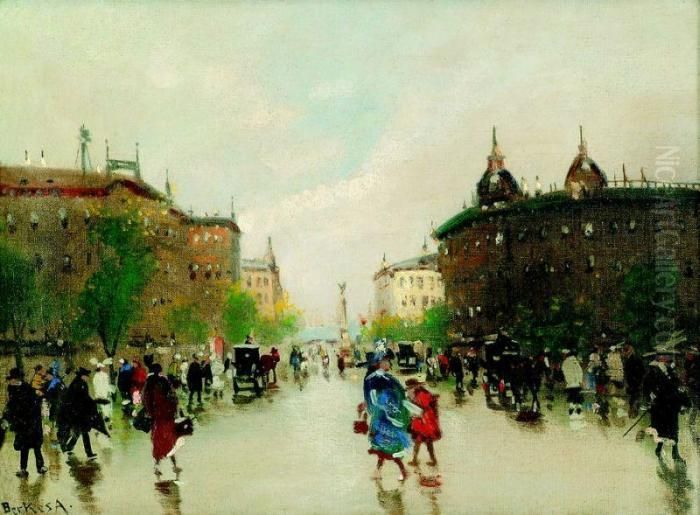 Parizs Oil Painting by Antal Berkes