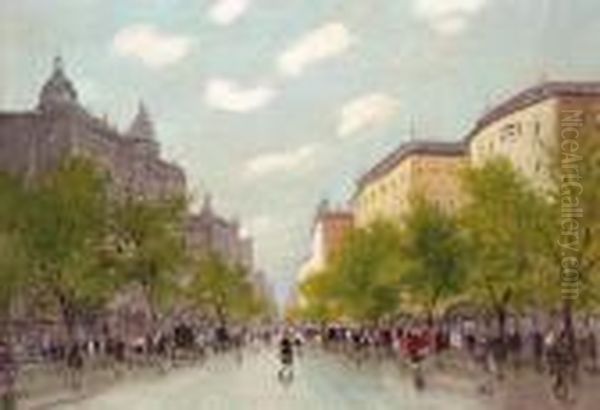 Utcareszlet Oil Painting by Antal Berkes