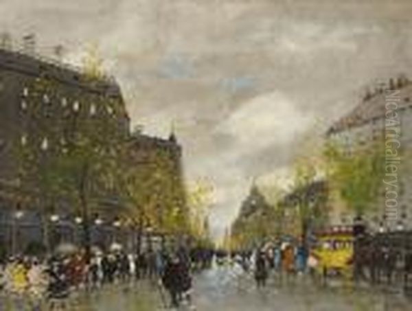 Nagyvarosi Forgatag Oil Painting by Antal Berkes