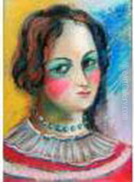 Jeune Femme Au Collier De Perles Bleues. Oil Painting by Madeleine Berly De Vlaminck