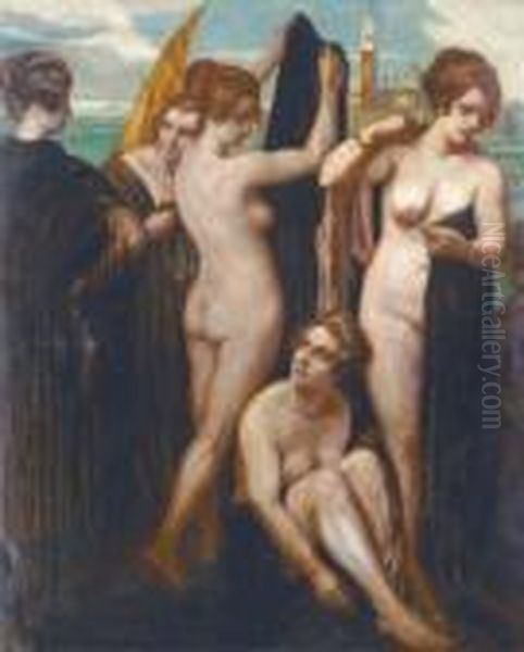 Bathers In The Lagoon, Venice Oil Painting by Emile Bernard