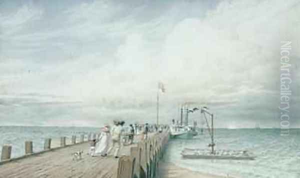 Cumulus or Thunder Cloud Portland Pier Lake Erie Oil Painting by George Harvey