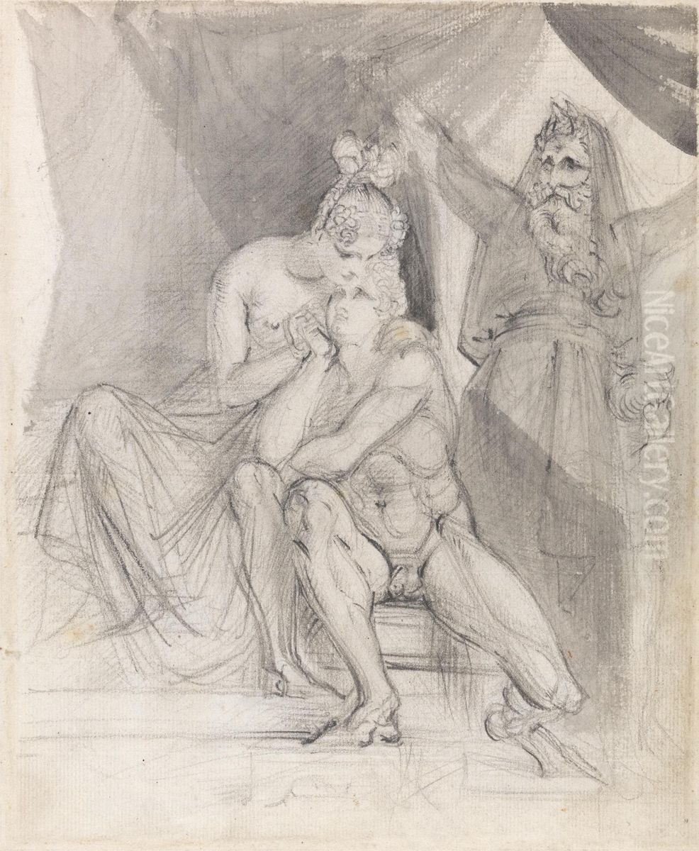 Prospero Watching Ferdinand and Miranda Oil Painting by Theodor Von Holst