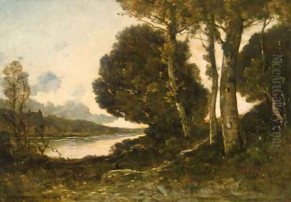 Bords d'un lac Oil Painting by Henri-Joseph Harpignies