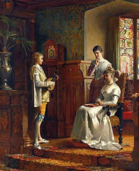 The Lute Player Oil Painting by Johann Hamza