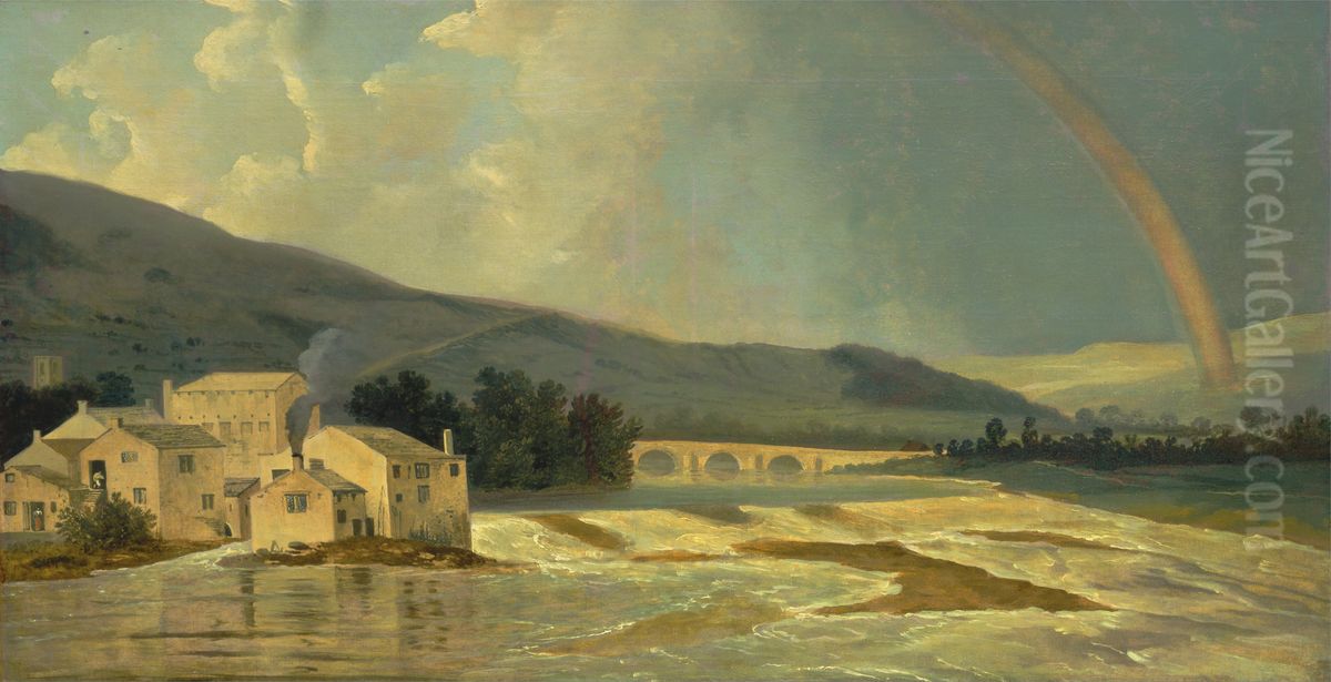 Otley Bridge on the River Wharfe Oil Painting by William Hodges