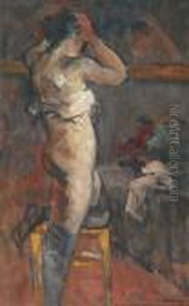 Nu De Dos Dans L'atelier Oil Painting by Abel Bertram