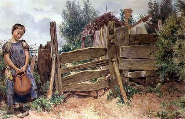 The Broken Pitcher Oil Painting by William Henry Hunt