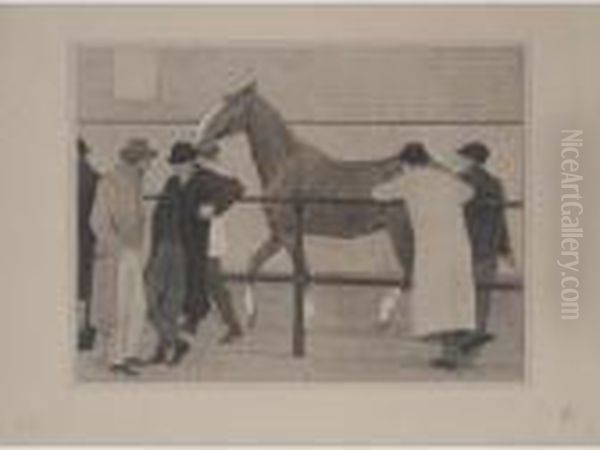 Horse Dealers; A London Church;
Crocks (dry 33; 38 And 39) Oil Painting by Robert Polhill Bevan