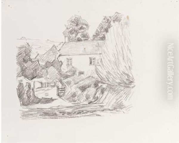 View Of Luppitt, Devon; A Country Village; And A Country Lane Oil Painting by Robert Polhill Bevan