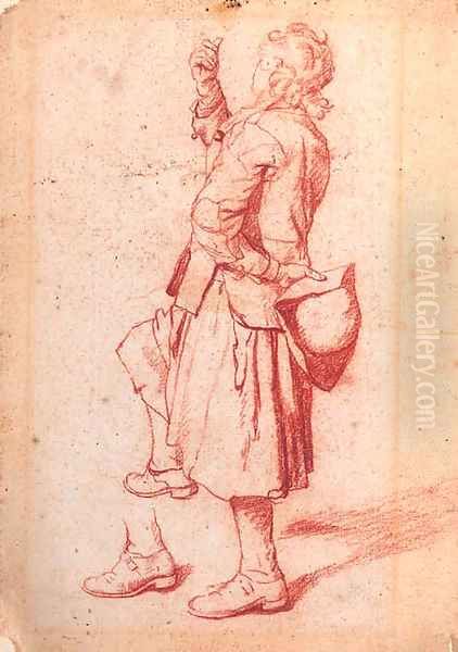 A man with one knee raised, holding his hat behind his back Oil Painting by Jan Josef, the Elder Horemans