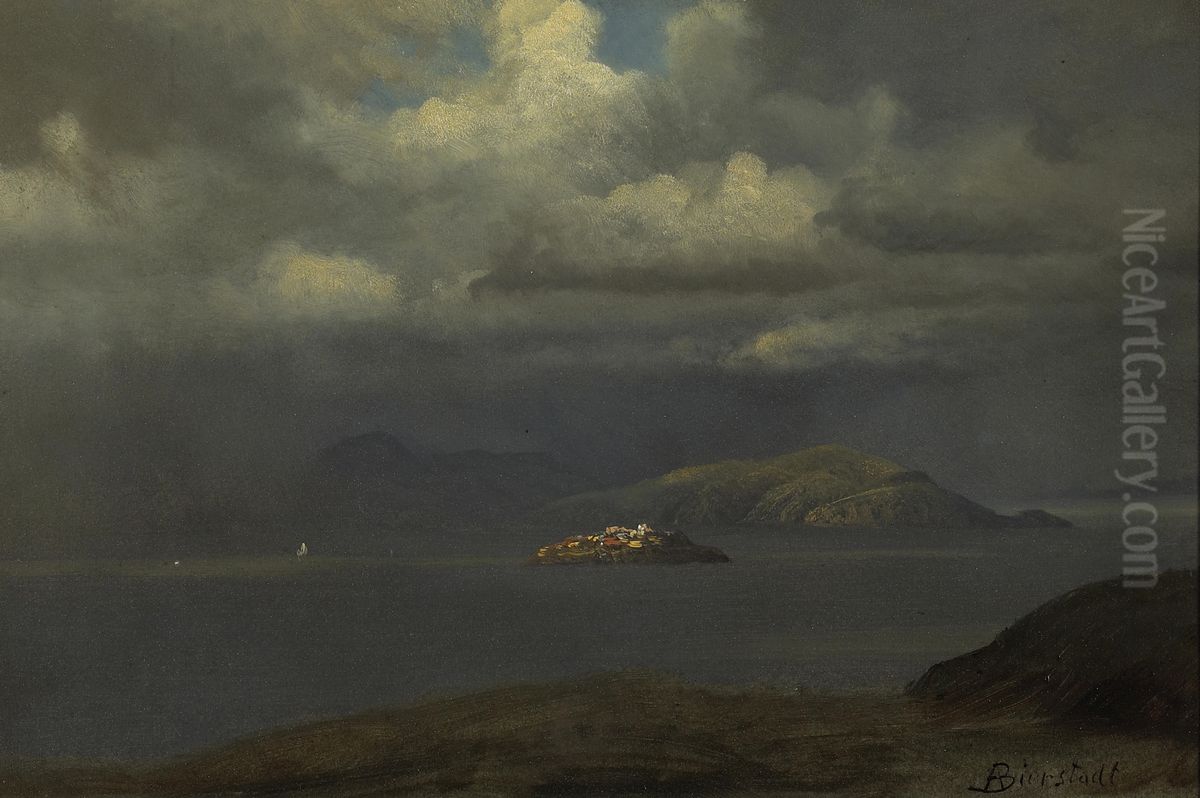 Alcatraz, San Francisco Bay Oil Painting by Albert Bierstadt