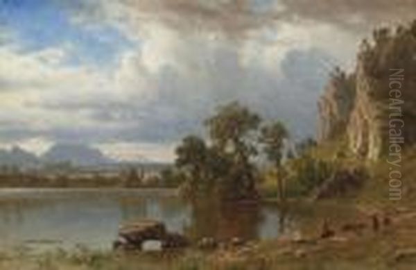 In Platte River Country Oil Painting by Albert Bierstadt
