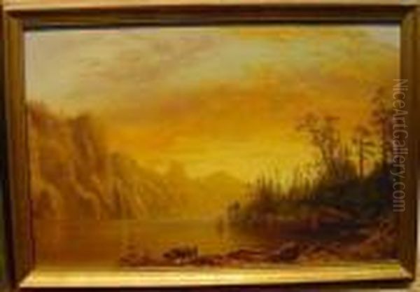 Sunset Landscape Oil Painting by Albert Bierstadt