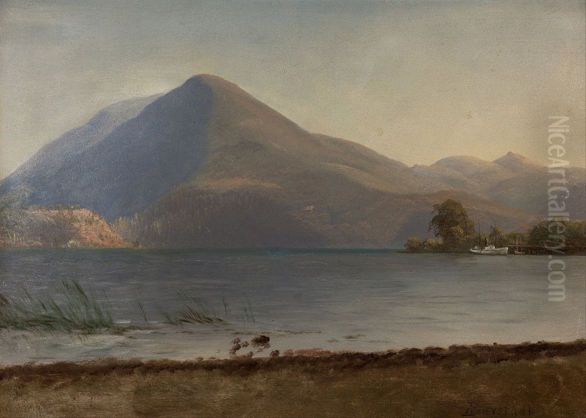 On The Hudson Oil Painting by Albert Bierstadt