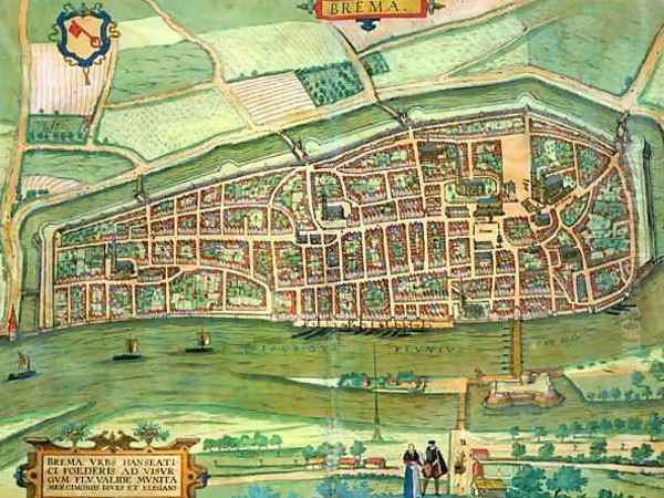 Map of Bremen from Civitates Orbis Terrarum Oil Painting by Joris Hoefnagel