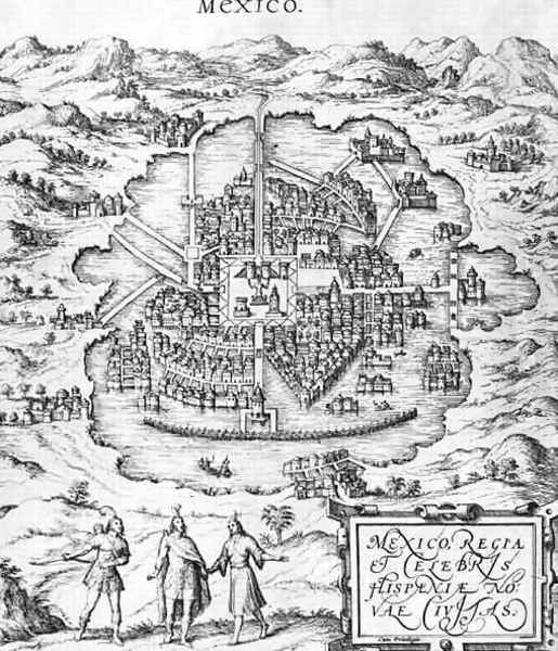 Map of Mexico illustration from Civitates Orbis Terrarum Oil Painting by Joris Hoefnagel