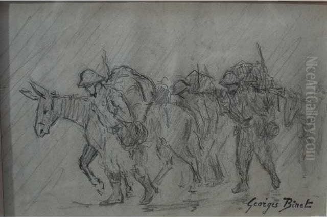 Retour De Troupes Oil Painting by Georges Binet