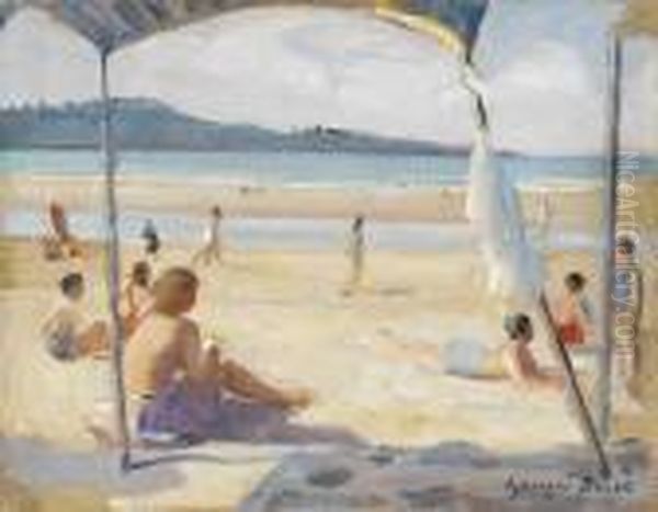 La Plage Oil Painting by Georges Binet