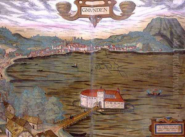 Map of Gmunden from Civitates Orbis Terrarum Oil Painting by Joris Hoefnagel