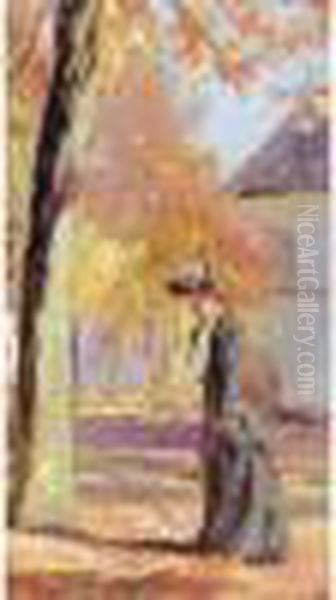 Elegante Au Jardin. Oil Painting by Georges Binet