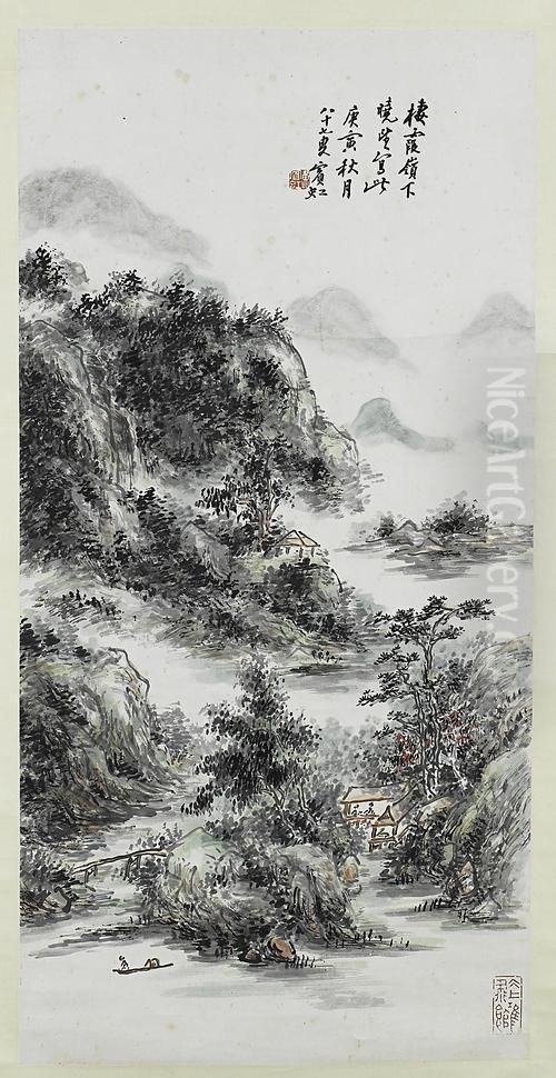 Qixia Mountain Oil Painting by Huang Binhong