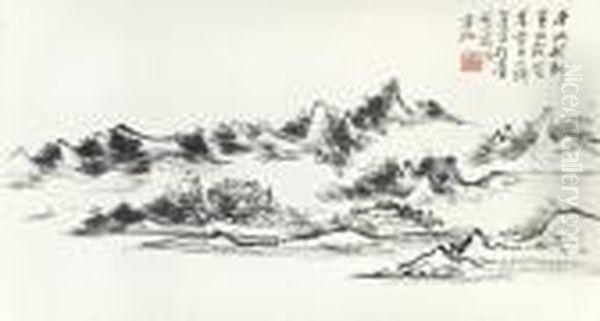 Recluse In The Mountains Oil Painting by Huang Binhong