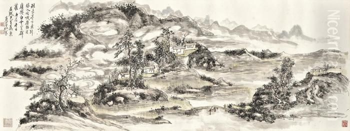 Mount Lu Scenery Oil Painting by Huang Binhong