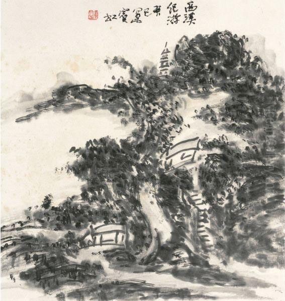 Spring Boating Oil Painting by Huang Binhong