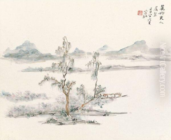 Spring Boating Oil Painting by Huang Binhong