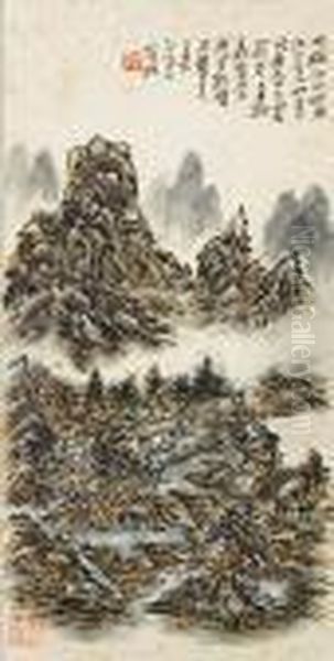 Jialing River Landscape Oil Painting by Huang Binhong