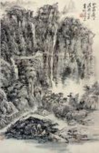 Mountain Landscape Oil Painting by Huang Binhong