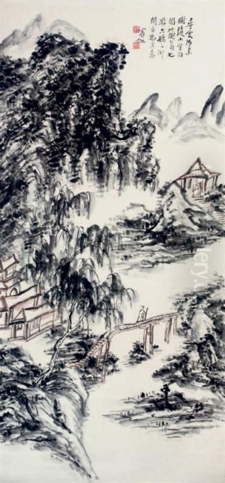 Mountain Landscape Oil Painting by Huang Binhong