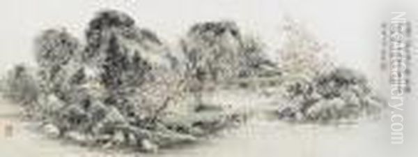 Landscape In The Manner Of Old Master Oil Painting by Huang Binhong