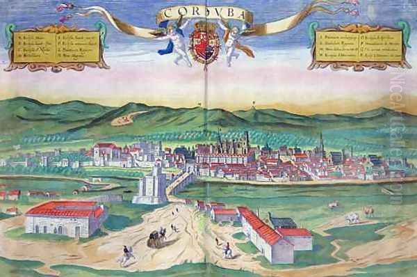 Map of Cordoba from Civitates Orbis Terrarum Oil Painting by Joris Hoefnagel