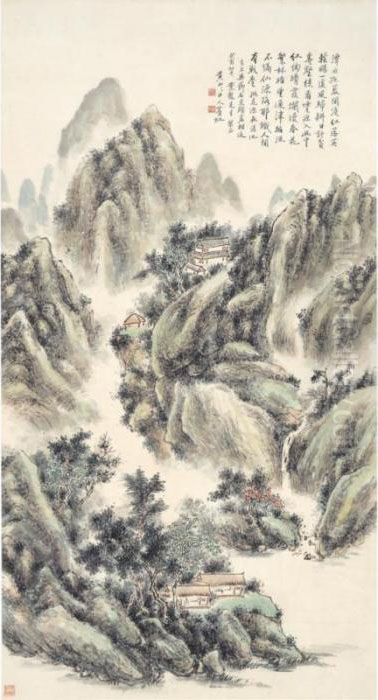 Country Dwelling Oil Painting by Huang Binhong