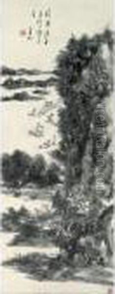 Fishing Boats By The Coast Oil Painting by Huang Binhong