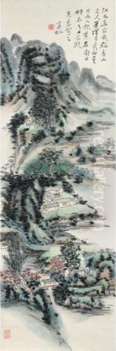 Country Scenery Oil Painting by Huang Binhong